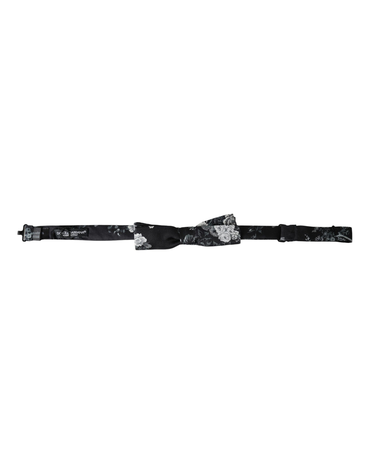 Dolce & Gabbana Dark Gray Floral Silk Adjustable Neck Men Bow Tie