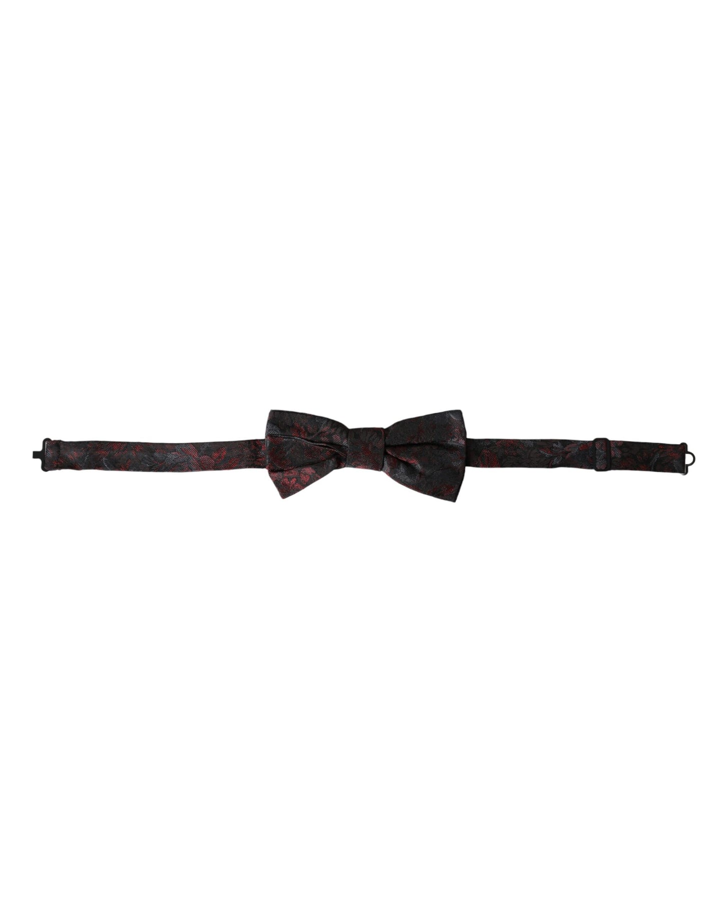 Dolce & Gabbana Dark Gray Floral Adjustable Neck Men Bow Tie