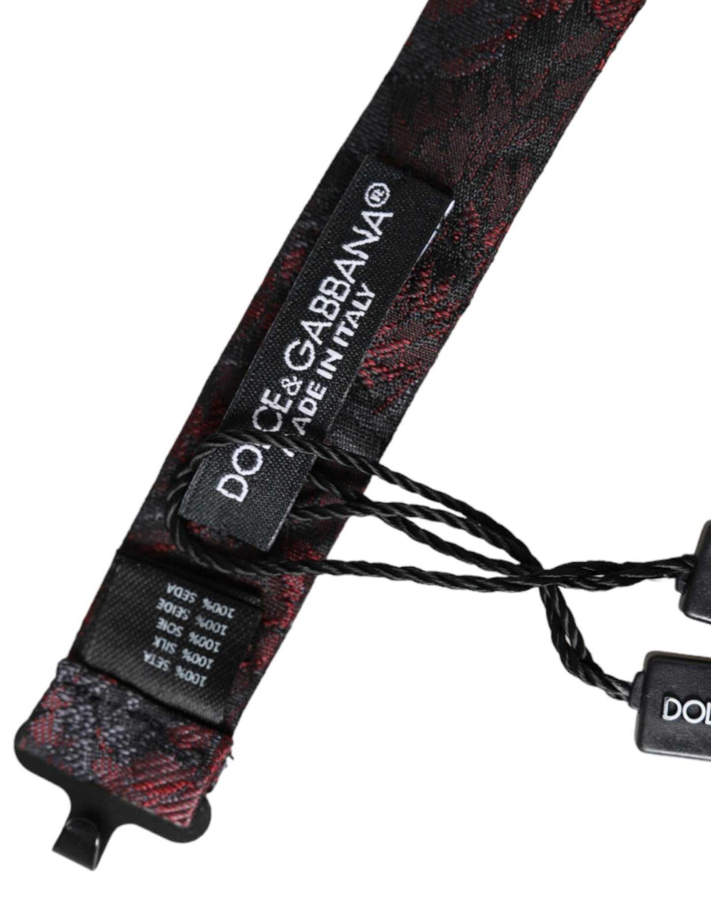 Dolce & Gabbana Dark Gray Floral Adjustable Neck Men Bow Tie