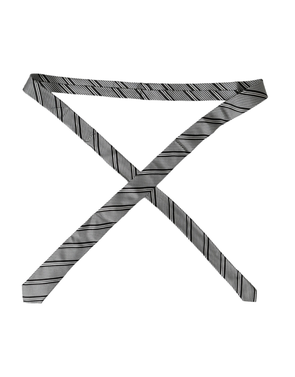 Dolce & Gabbana Dark Gray White Stripes Silk Adjustable Tie