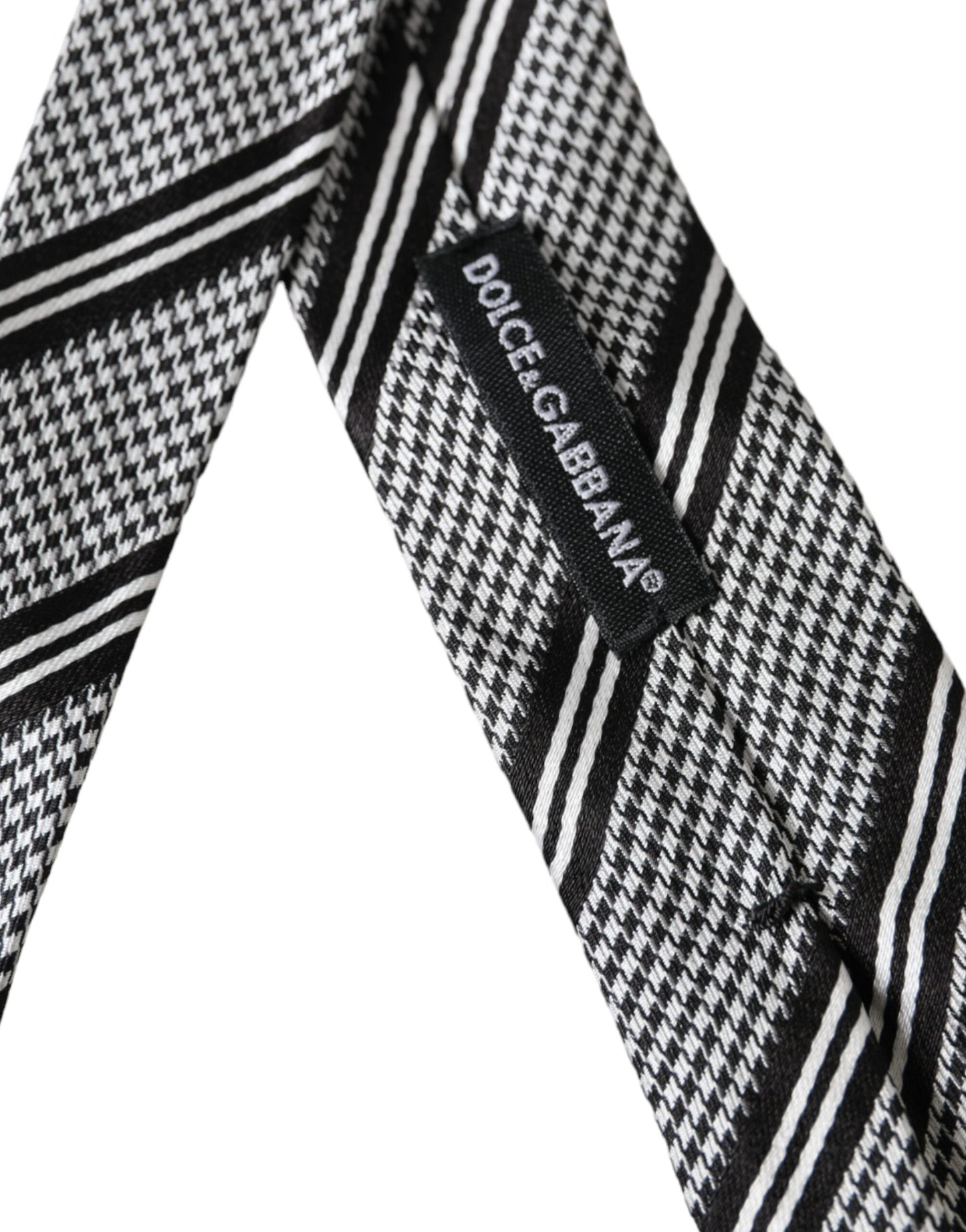 Dolce & Gabbana Dark Gray White Stripes Silk Adjustable Tie