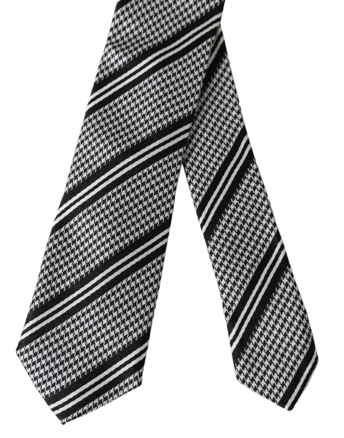 Dolce & Gabbana Dark Gray White Stripes Silk Adjustable Tie