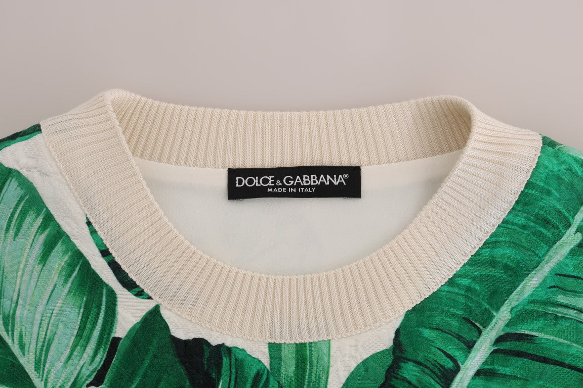 سترة بأكمام طويلة ورقبة مستديرة مزينة بترتر نقشة أناناس وموز من Dolce & Gabbana