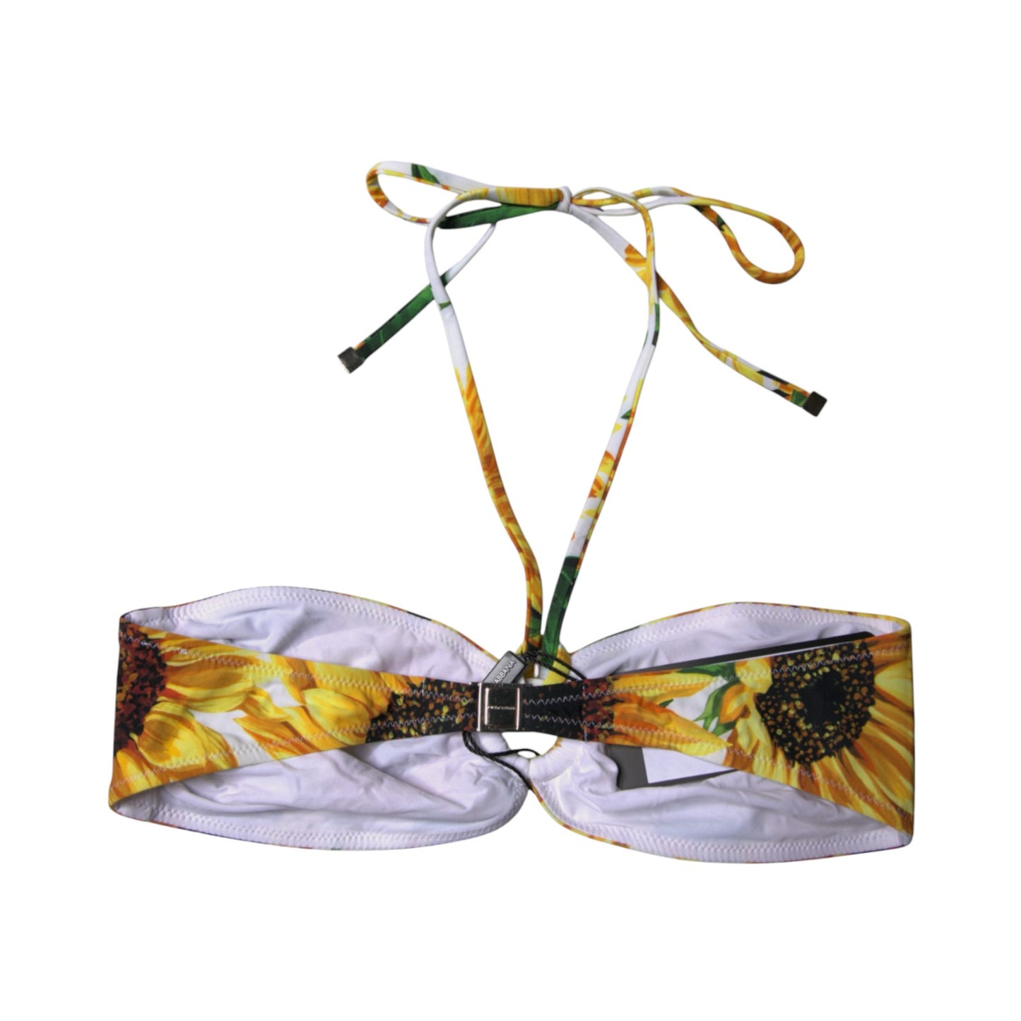 توب بيكيني مايوه شاطئ بنمط مورد متعدد الألوان من دولتشي آند غابانا برباط حول الرقبة