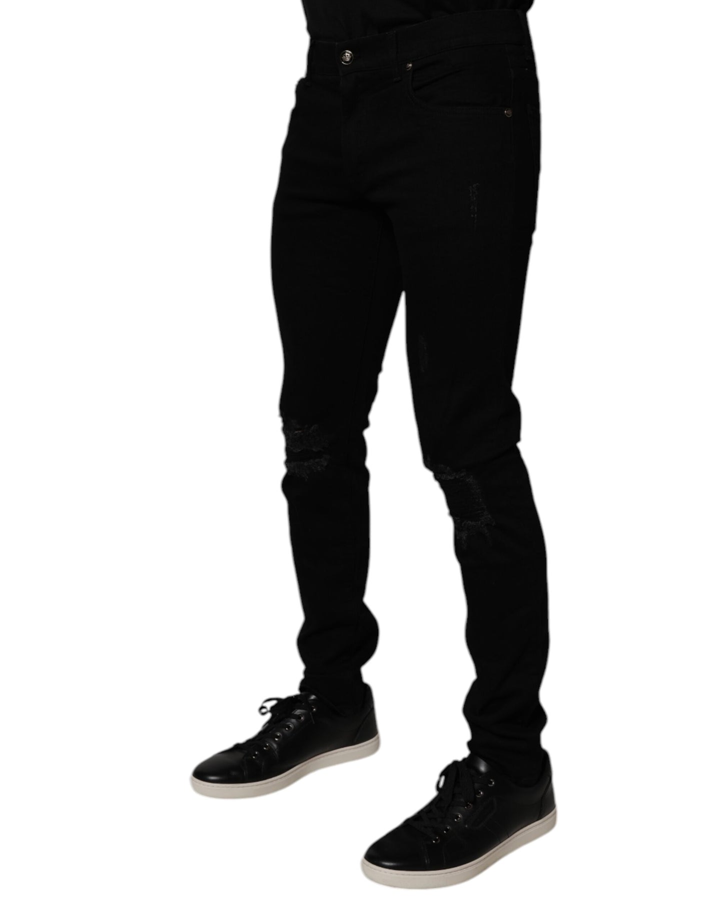 Dolce & Gabbana Black Cotton Stretch Skinny Men Denim Jeans