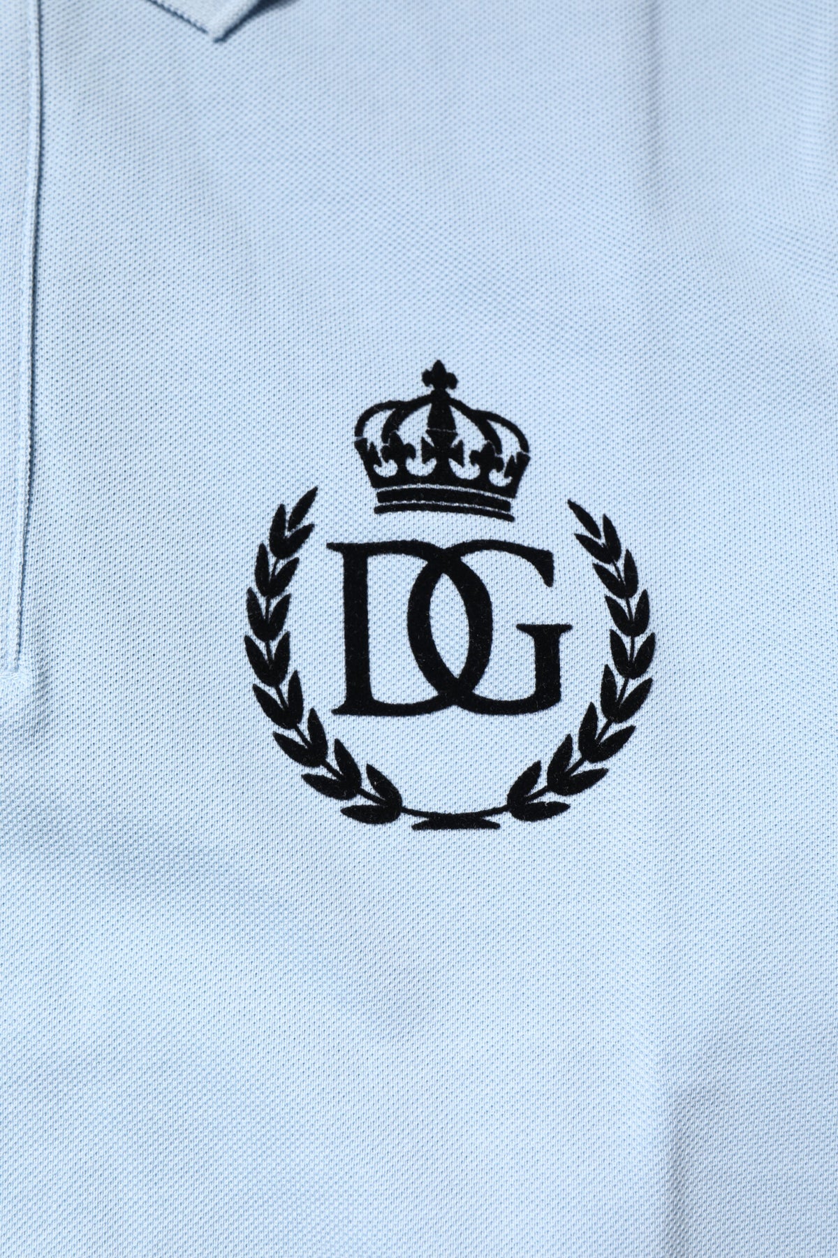 Dolce & Gabbana Sky Blue Cotton Crown Collared Polo T-shirt
