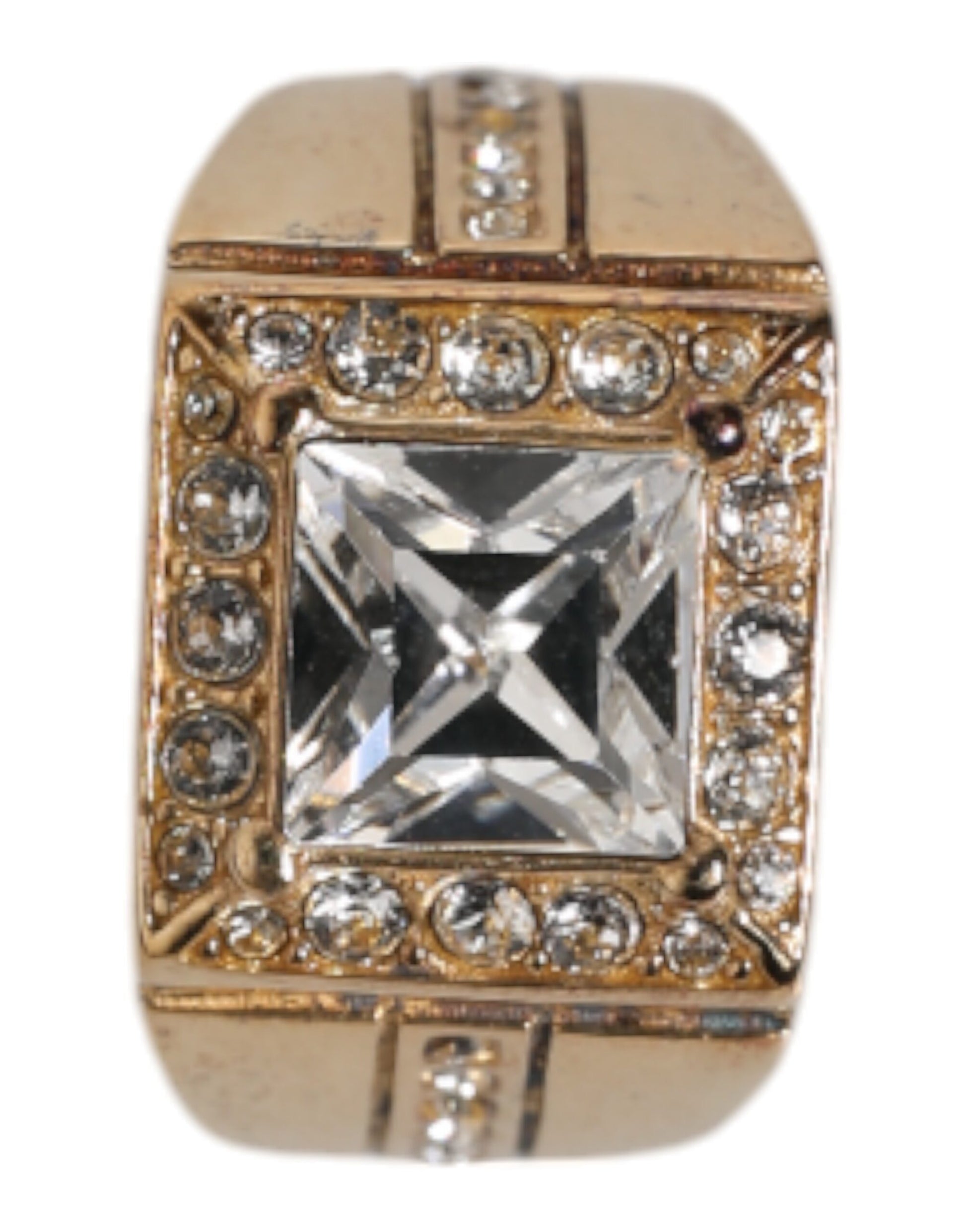 Dolce & Gabbana Gold Tone Sterling Silver 925 Crystals Ring