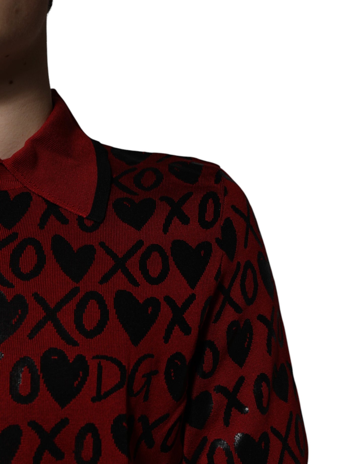 تيشيرت بولو بياقة "XOXO" من القطن الأحمر دولتشي أند غابانا