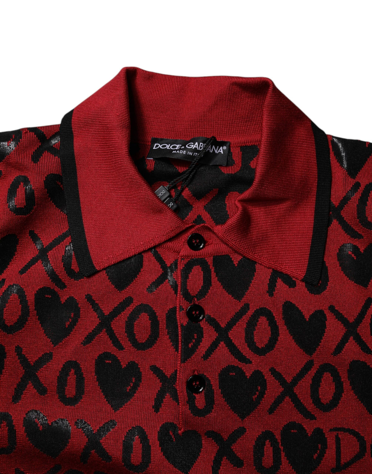 تيشيرت بولو بياقة "XOXO" من القطن الأحمر دولتشي أند غابانا