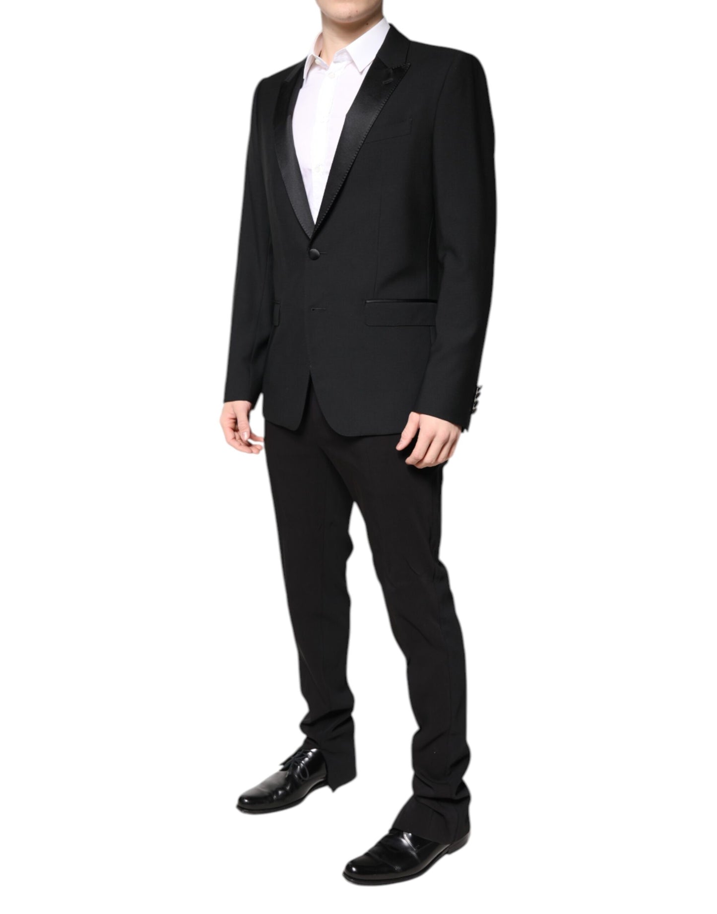 بدلة رجالية من قطعتين من الصوف الأسود بقصة صدر واحدة من دولتشي آند غابانا