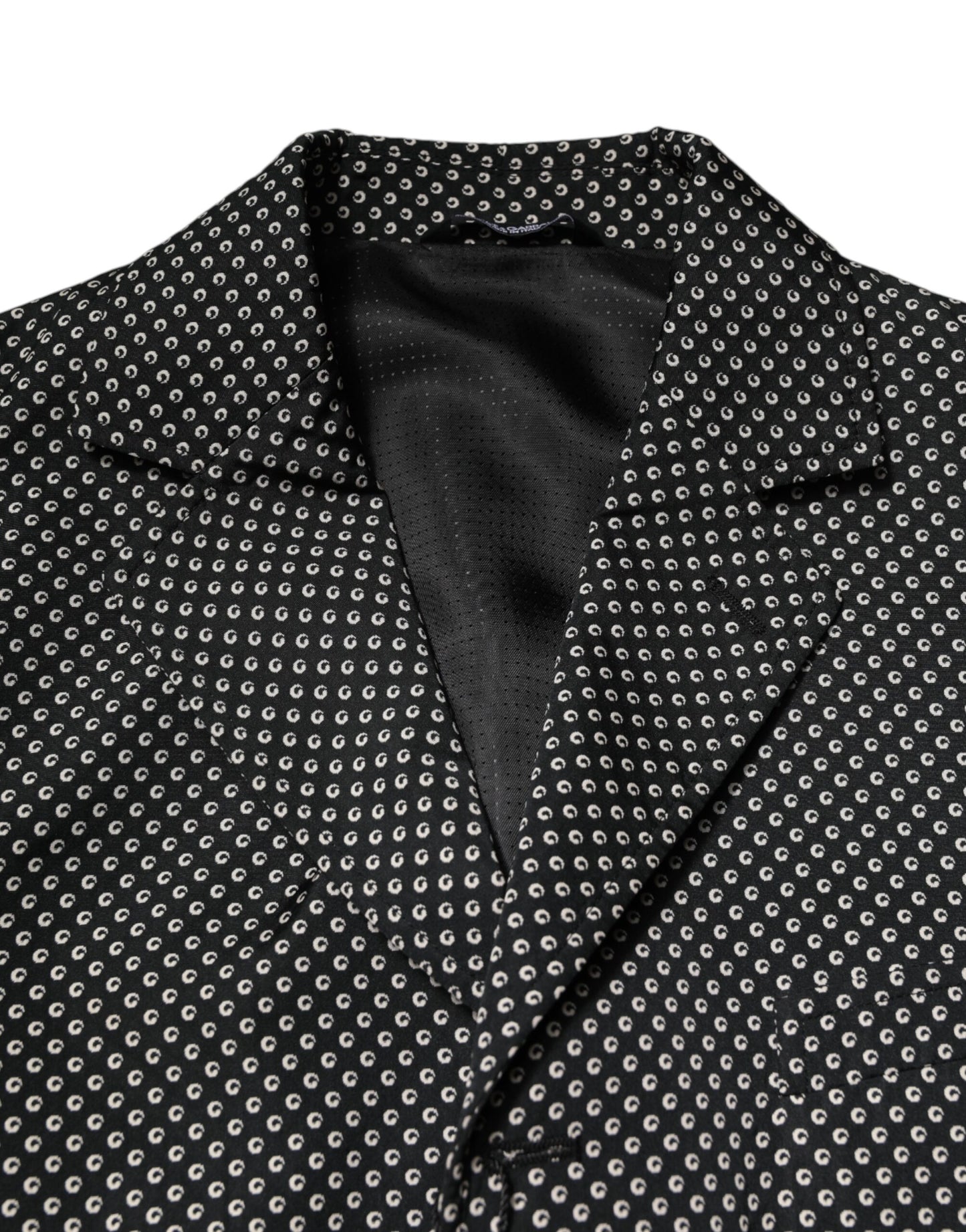 Dolce & Gabbana Dark Gray White Patterned Men Suit Coat Blazer