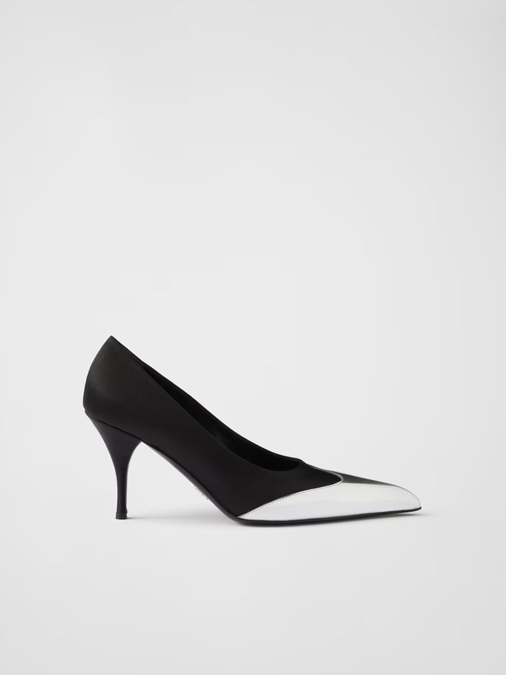 Prada Satin And Metallic Silver Leather Pumps