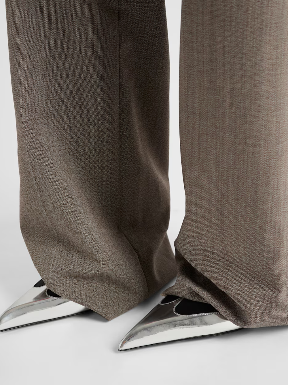 Prada Satin And Metallic Silver Leather Pumps