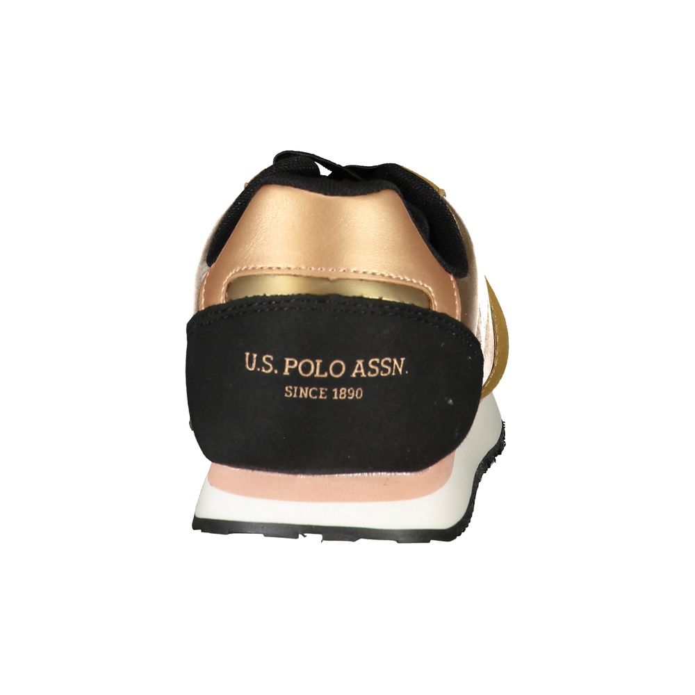 U.S. POLO ASSN. حذاء رياضي نسائي من البولي يوريثين الذهبي