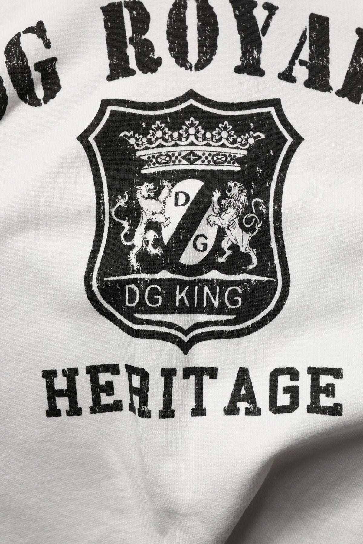 Dolce & Gabbana سويت شيرت بغطاء رأس قطني أبيض بطبعة DG ROYAL