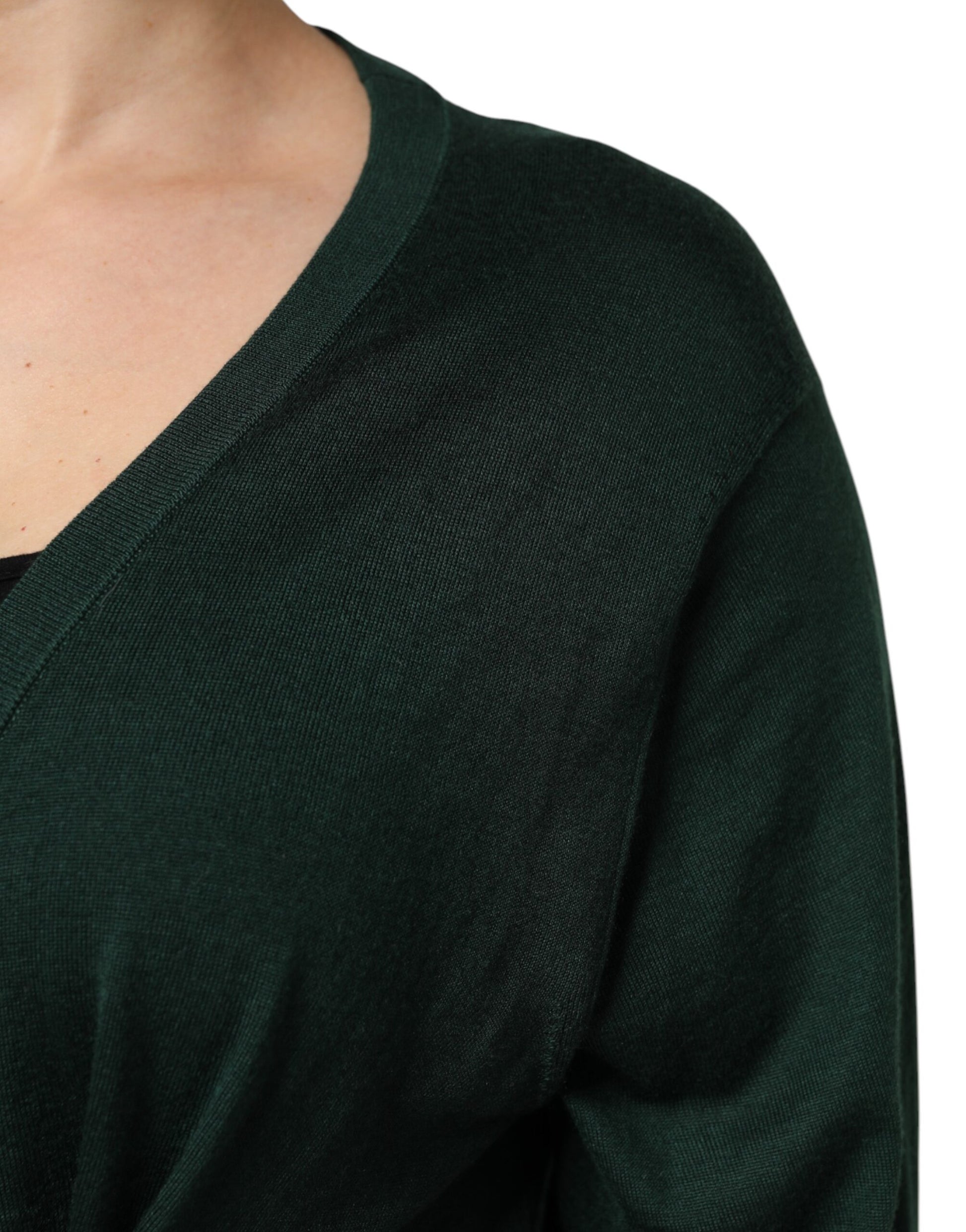 Dolce & Gabbana Dark Green Cashmere Silk Cardigan Sweater