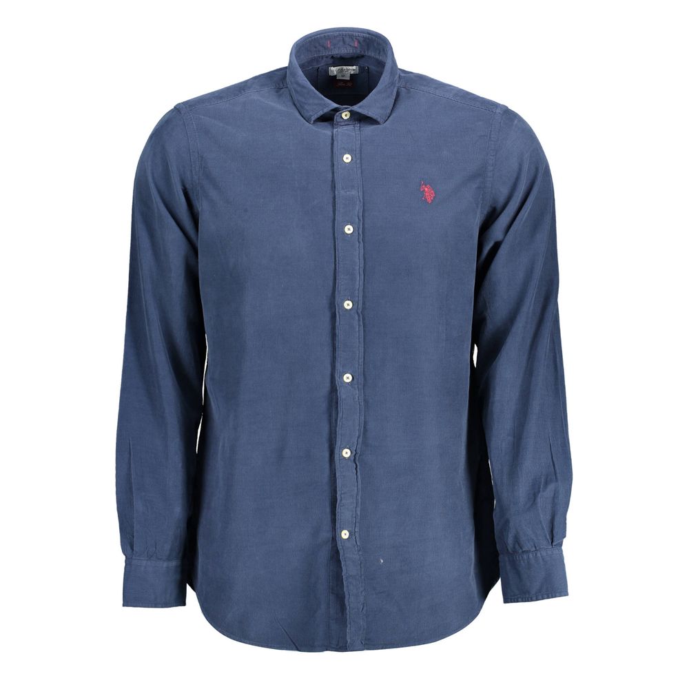 U.S. POLO ASSN. قميص رجالي قطن أزرق