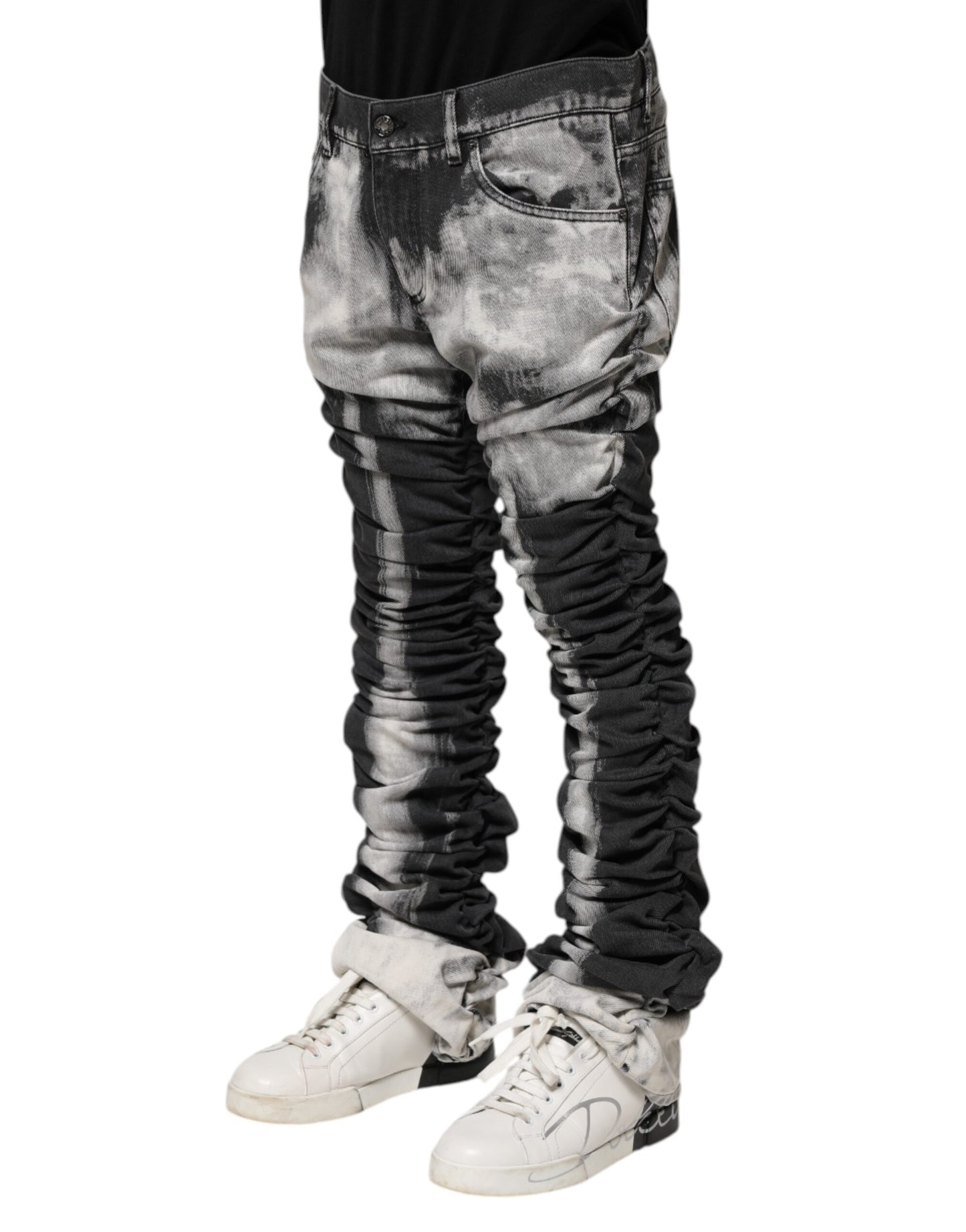 Dolce & Gabbana Dark Gray Tie Dye Straight Denim Jeans
