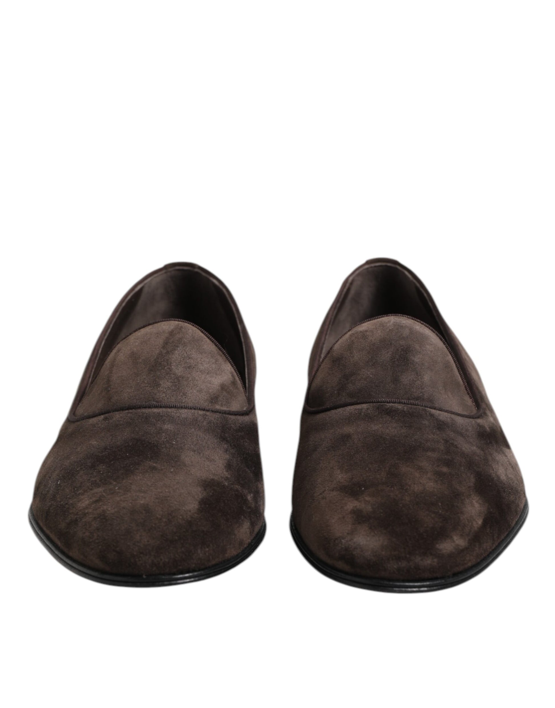 Dolce & Gabbana Brown Velvet Leather Slip On Loafers Shoes