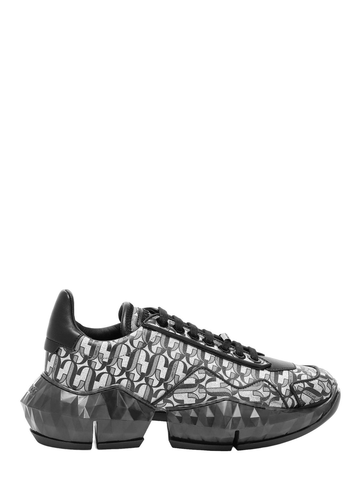 Jimmy Choo Diamond JC Monogram Glitter Leather Sneakers