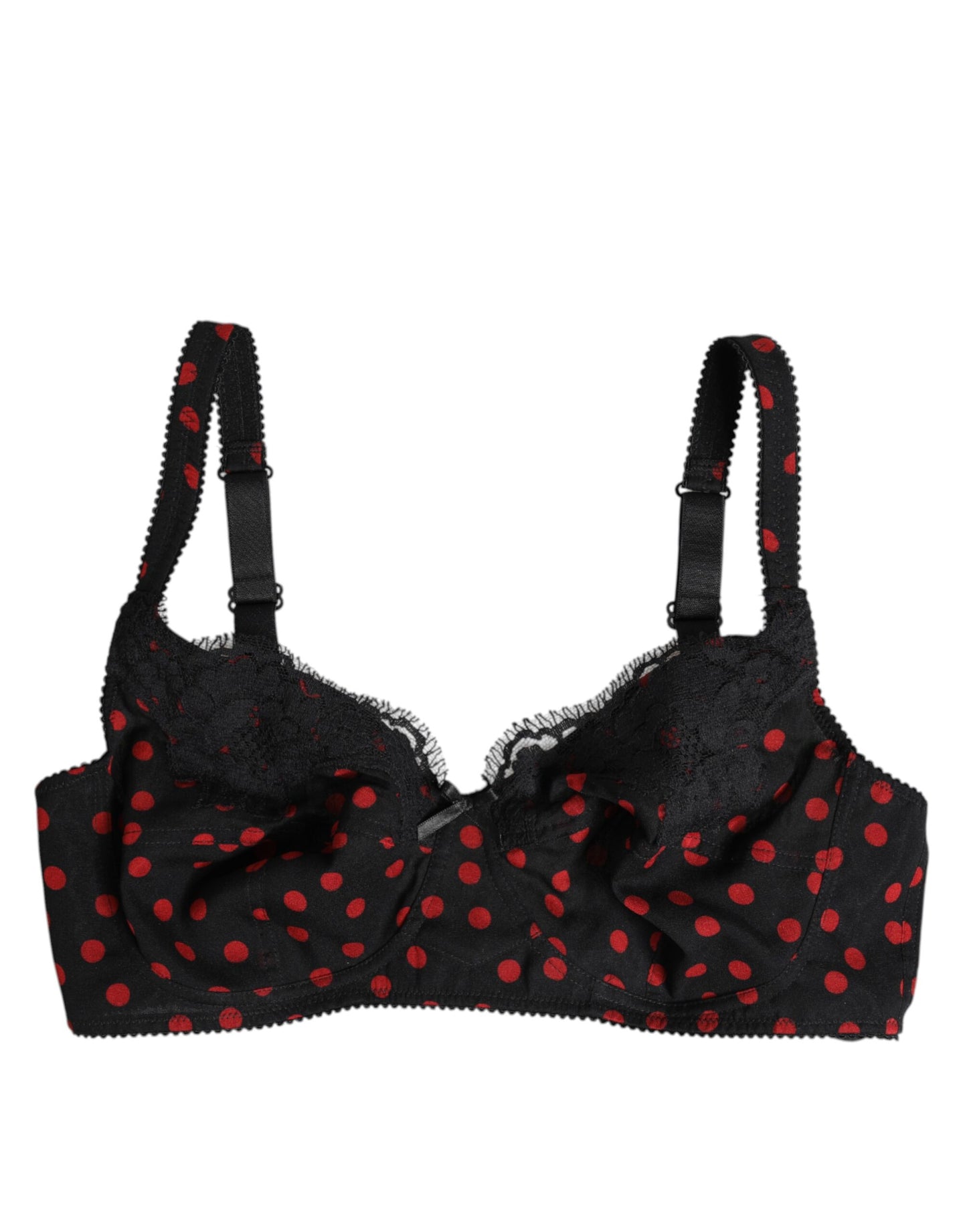 ملابس داخلية بتصميم حمالة صدر غير مبطنة باللونين الأسود والأحمر ومنقطة من دولتشي آند غابانا