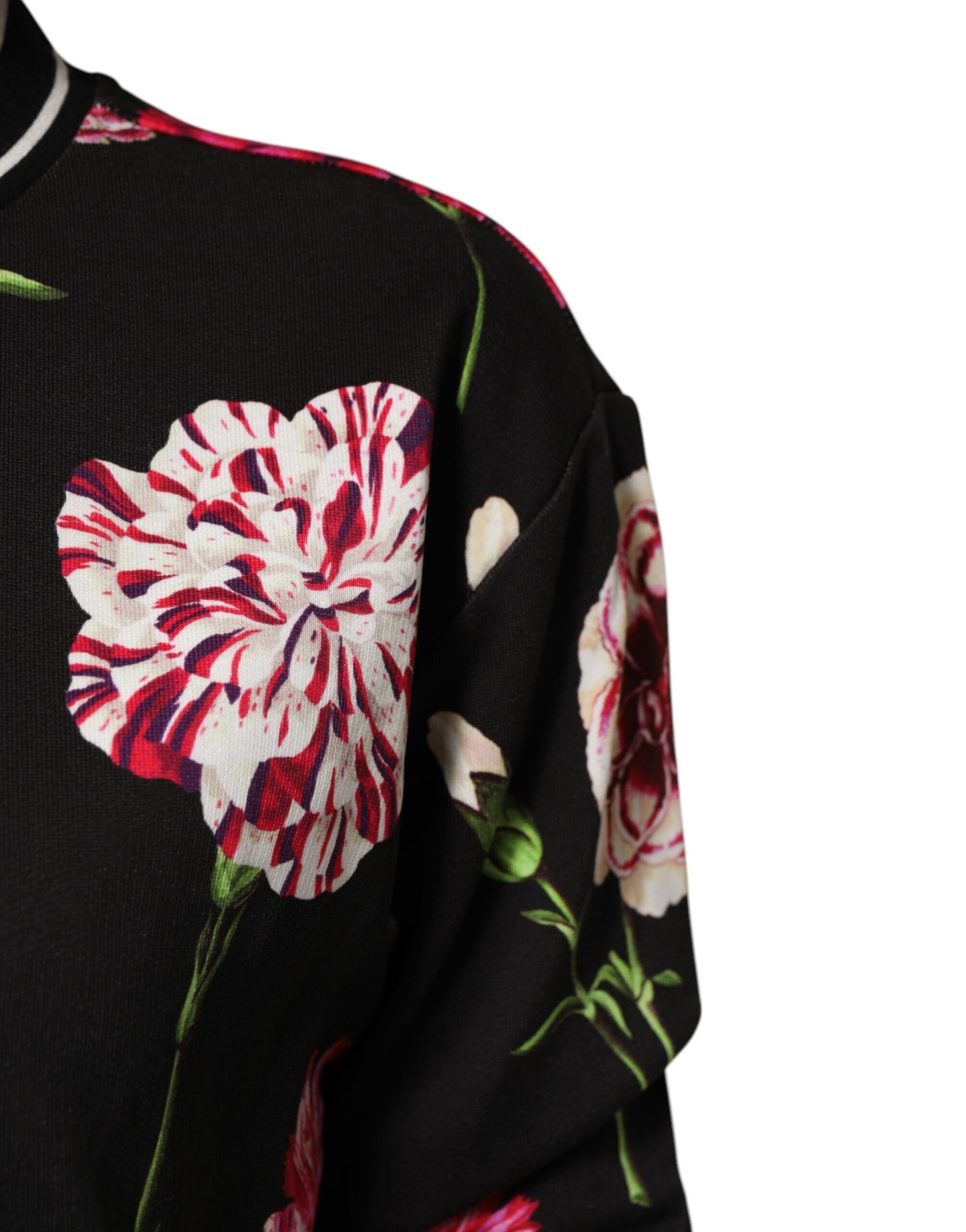 Dolce & Gabbana بلوزة قطنية سوداء بأكمام قصيرة وطبعة زهور