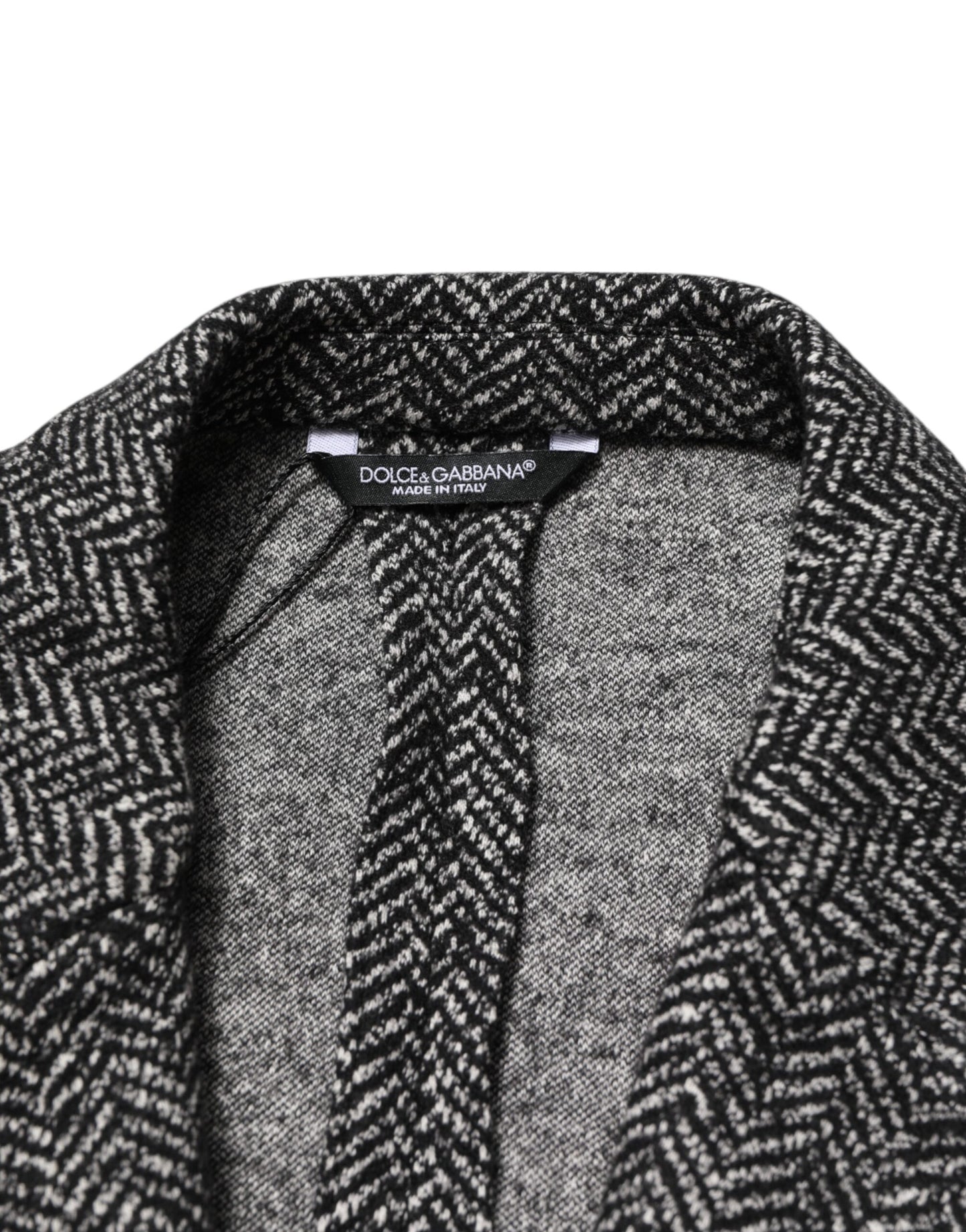 Dolce & Gabbana Dark Gray White Double Breasted Men Suit Blazer