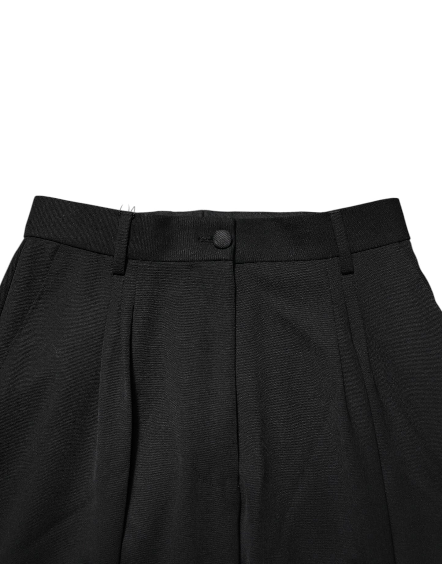 بنطلون دولتشي آند غابانا صوف أسود بقصة مستقيمة مع تفاصيل سحاب