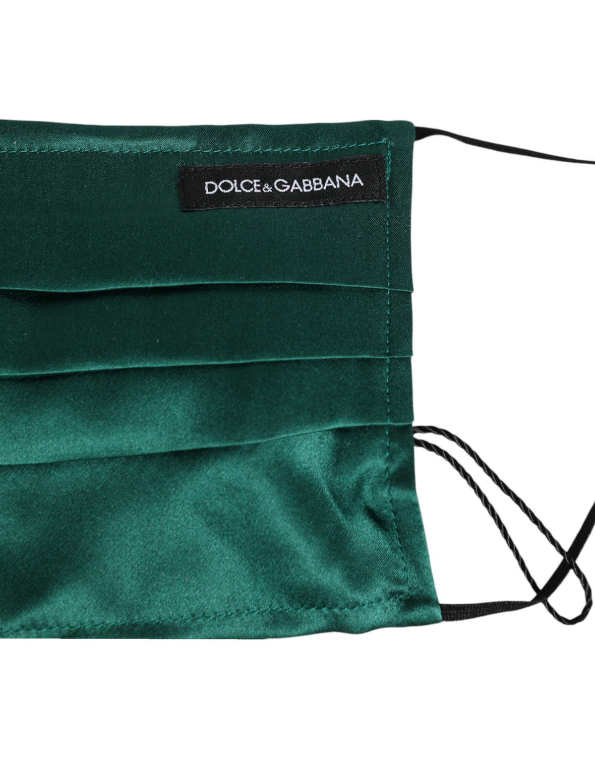 قناع وجه من Dolce & Gabbana باللون الأخضر من الحرير بثنيات مع أشرطة أذن مرنة