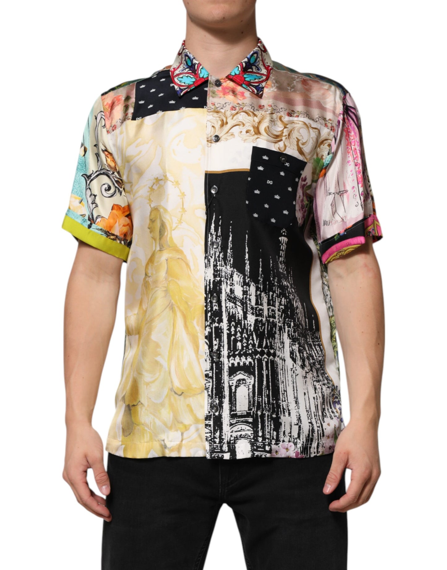 قميص دولتشي آند غابانا كاجوال بأزرار وطبعة متعددة الألوان