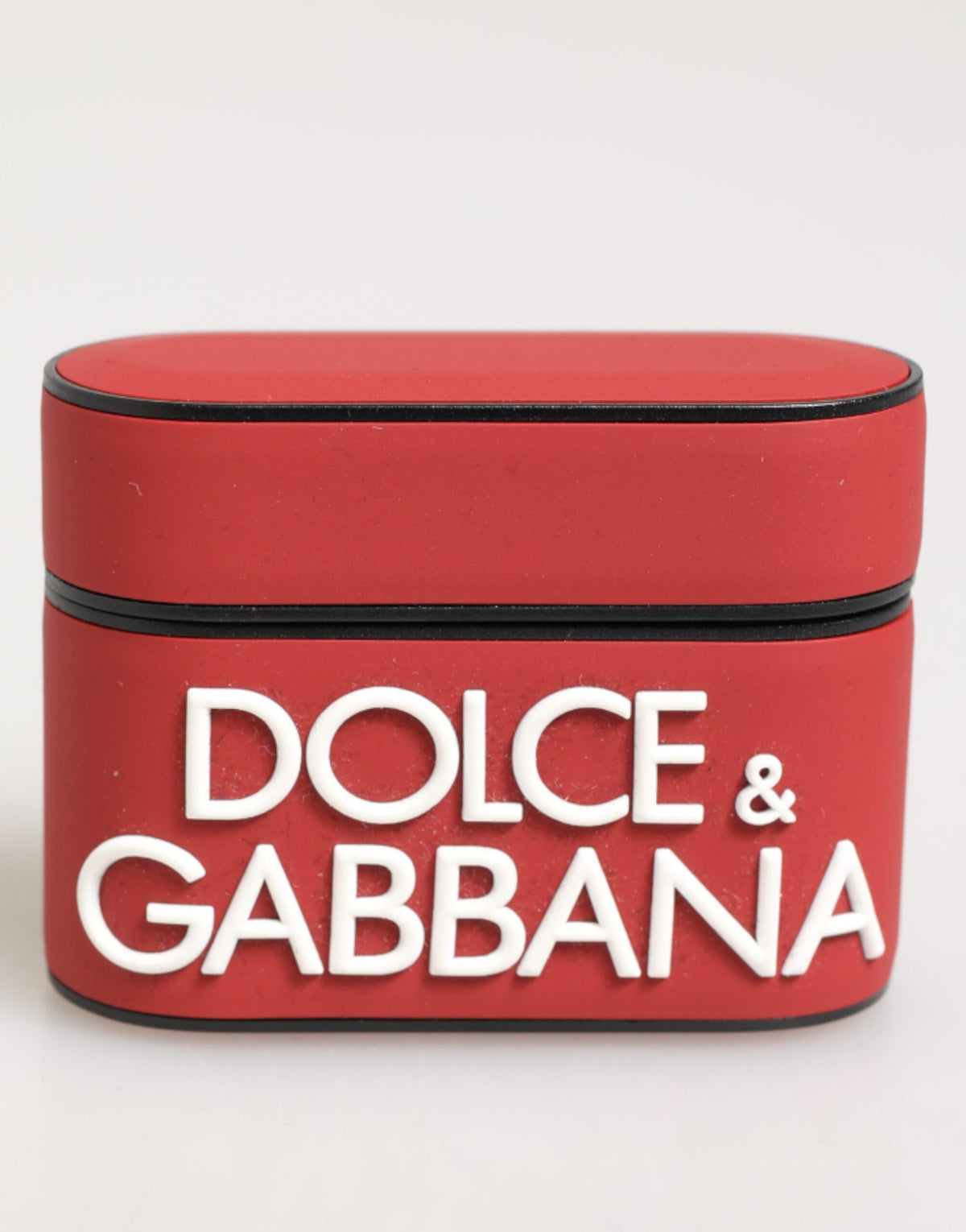 حافظة AirPods إكسسوار بشعار منقوش من السيليكون باللونين الأحمر والأبيض من Dolce & Gabbana