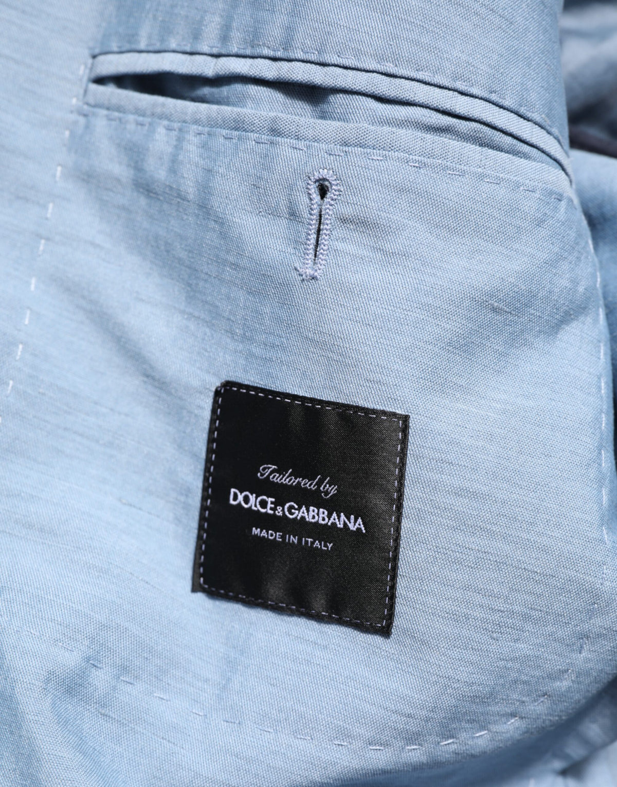 جاكيت بليزر رجالي مزدوج الصدر من الكتان Dolce & Gabbana Light Blue