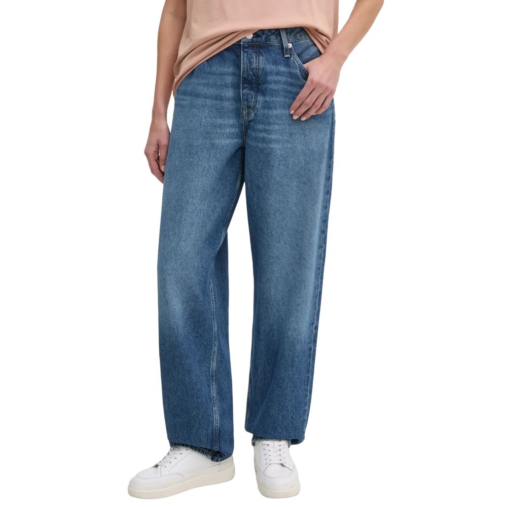 بنطلون جينز Calvin Klein Jeans Mom من القطن باللون الأزرق