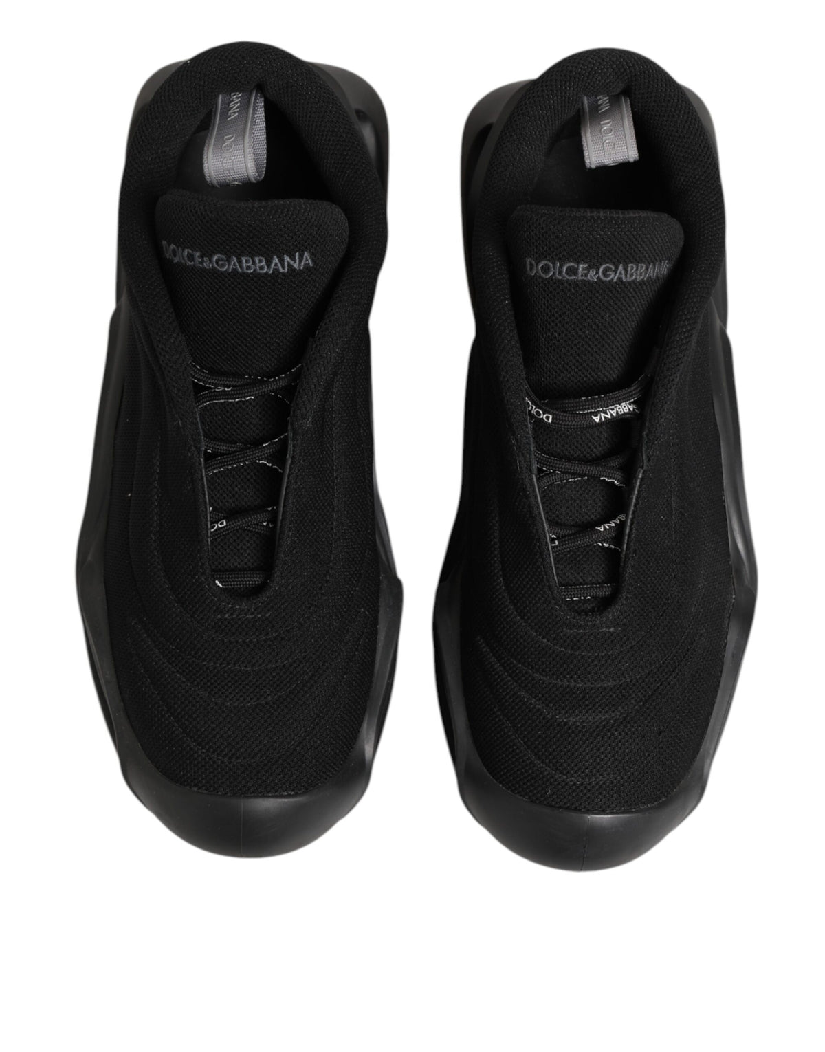 حذاء رياضي رجالي أسود من Dolce & Gabbana برباط على شكل موجة وكاحل منخفض