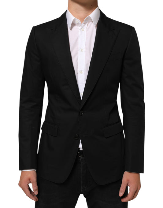 Dolce & Gabbana Black Wool 2 Buttons Suit Men Jacket Blazer