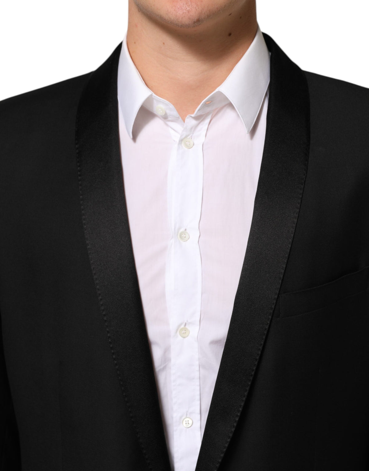 Dolce & Gabbana Black Wool GOLD 1 Button Men Suit Blazer