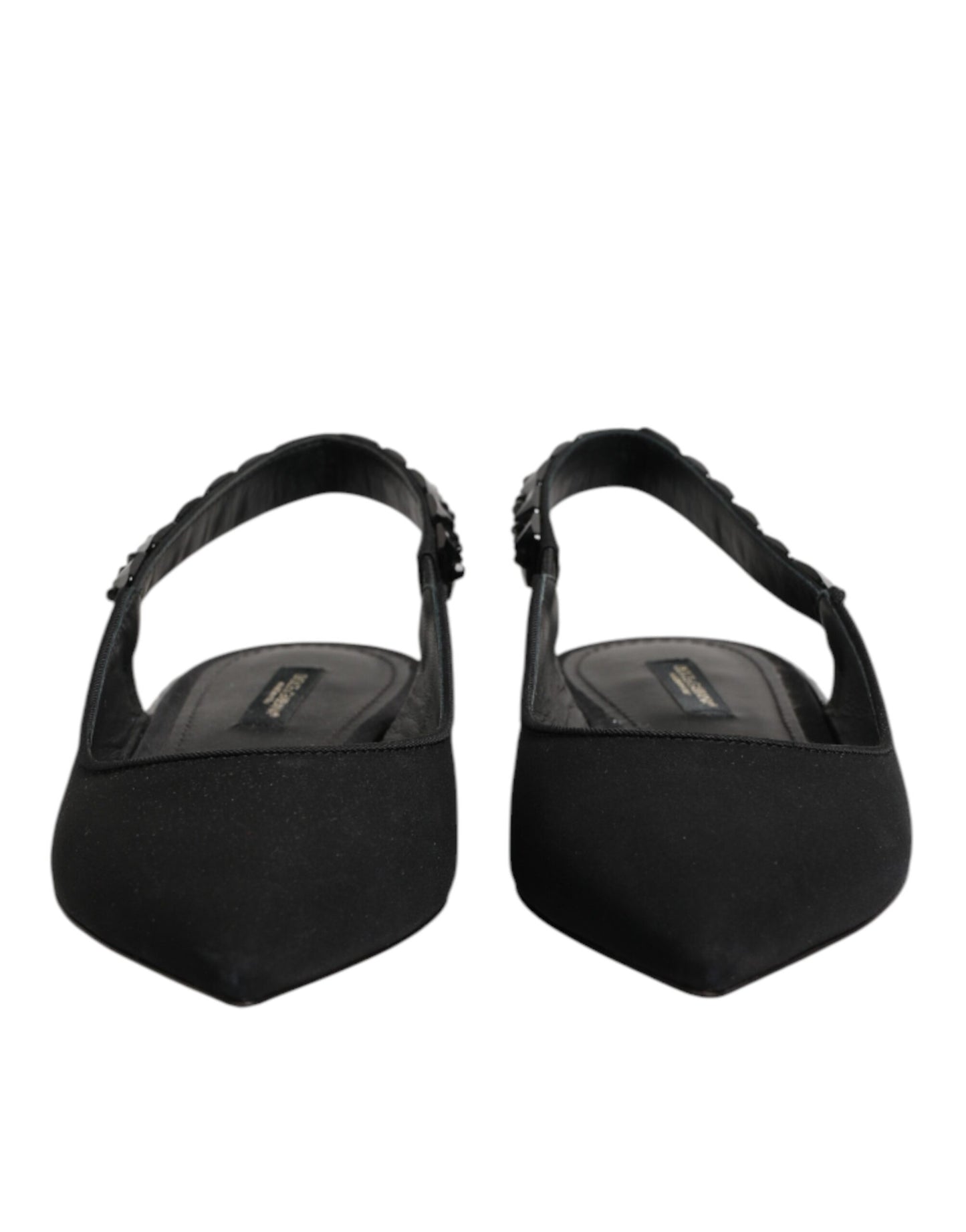 حذاء دولتشي آند غابانا Slingback من الكريستال الأسود والشرموز
