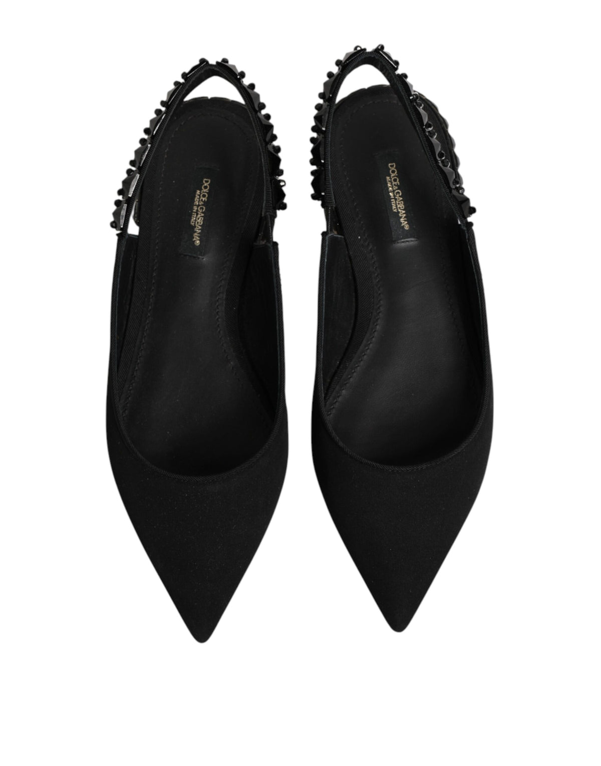 حذاء دولتشي آند غابانا Slingback من الكريستال الأسود والشرموز