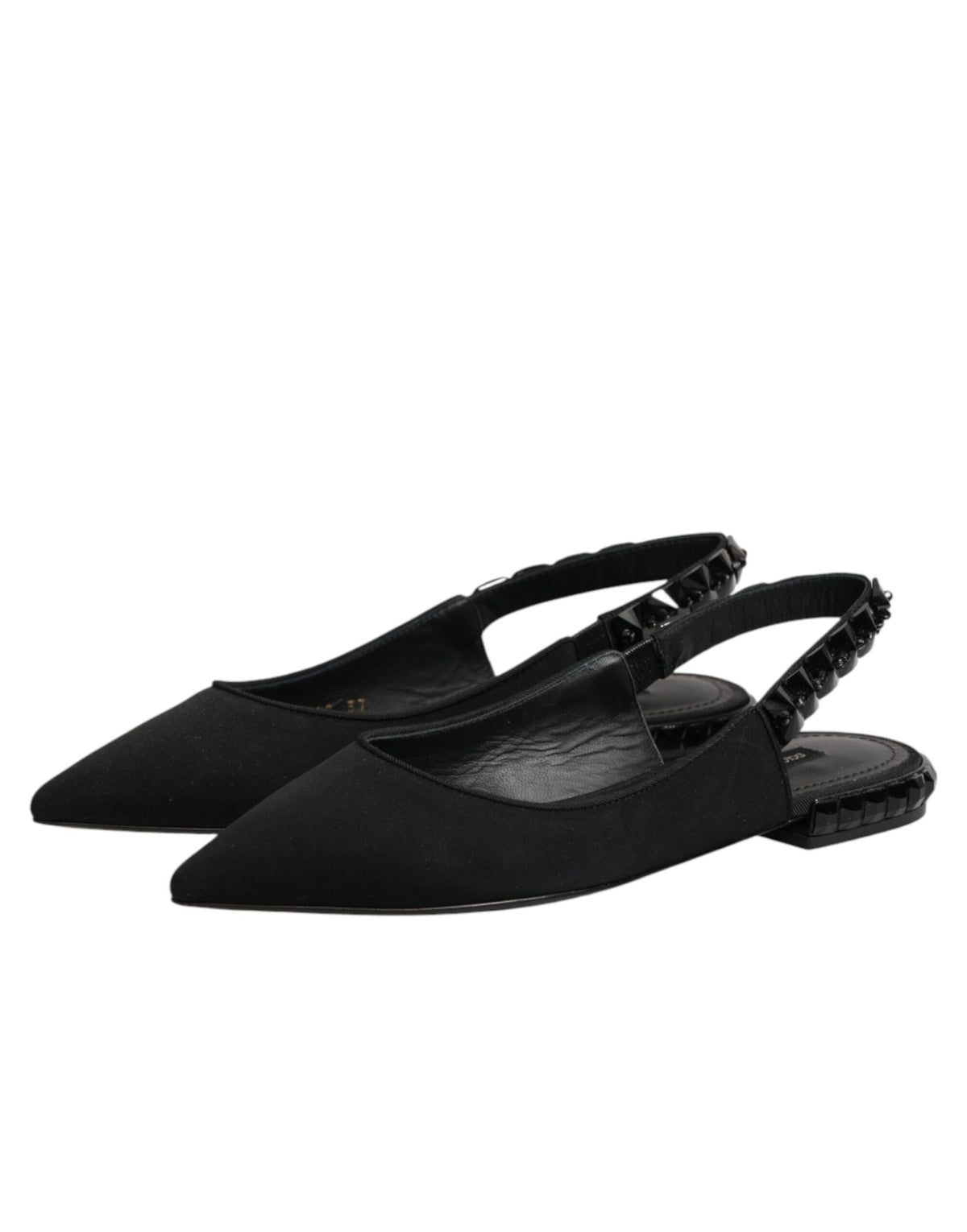 حذاء دولتشي آند غابانا Slingback من الكريستال الأسود والشرموز