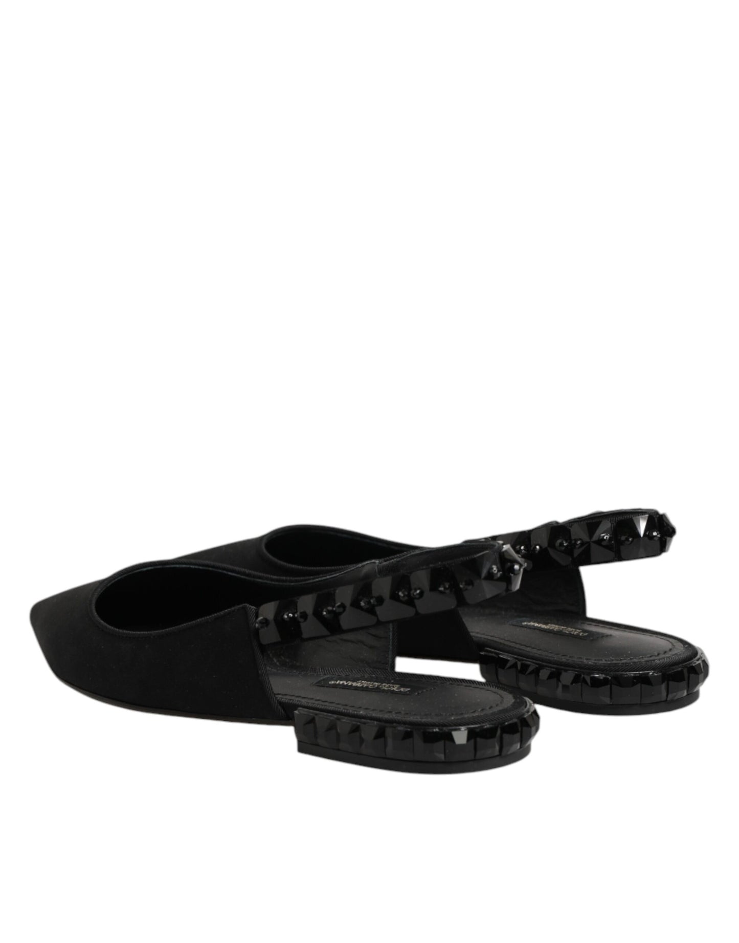 حذاء دولتشي آند غابانا Slingback من الكريستال الأسود والشرموز
