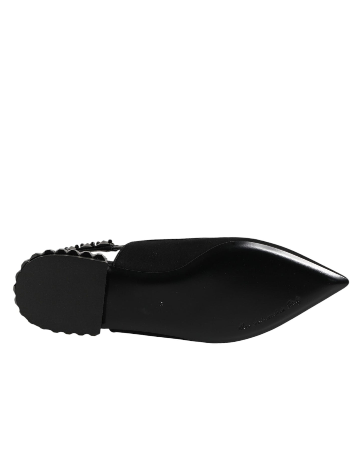 حذاء دولتشي آند غابانا Slingback من الكريستال الأسود والشرموز