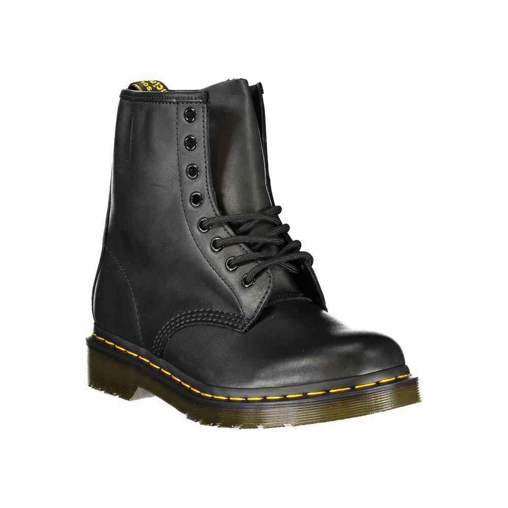 حذاء د. مارتنز جلد أسود برقبة للكاحل للجنسين
