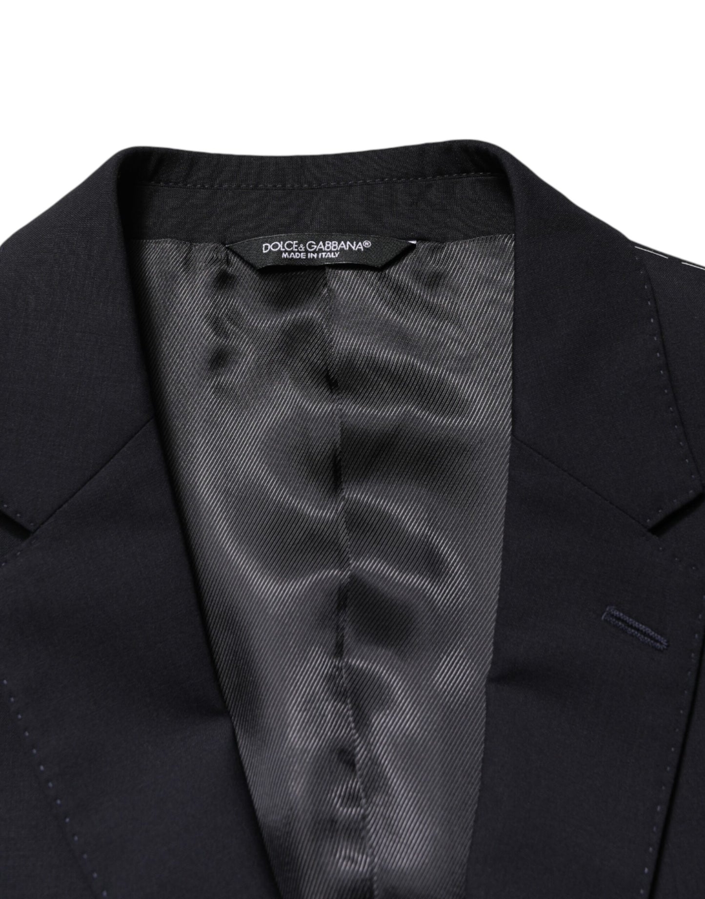 Dolce & Gabbana Dark Blue Wool Single Breasted 2 Button Blazer