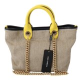 Dolce & Gabbana Beige Gold Chain Strap Shoulder Sling Purse Tote Bag