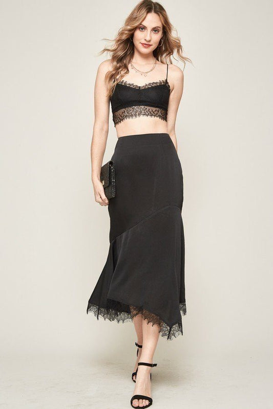 A Solid Woven Midi Women Skirt