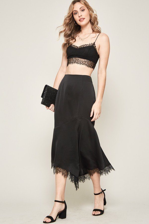 A Solid Woven Midi Women Skirt