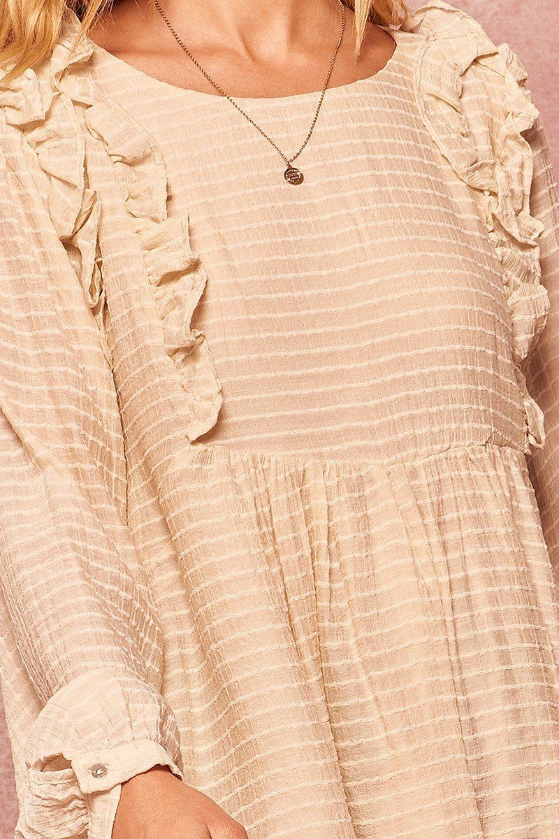 A Semi-sheer Striped Woven Women Top