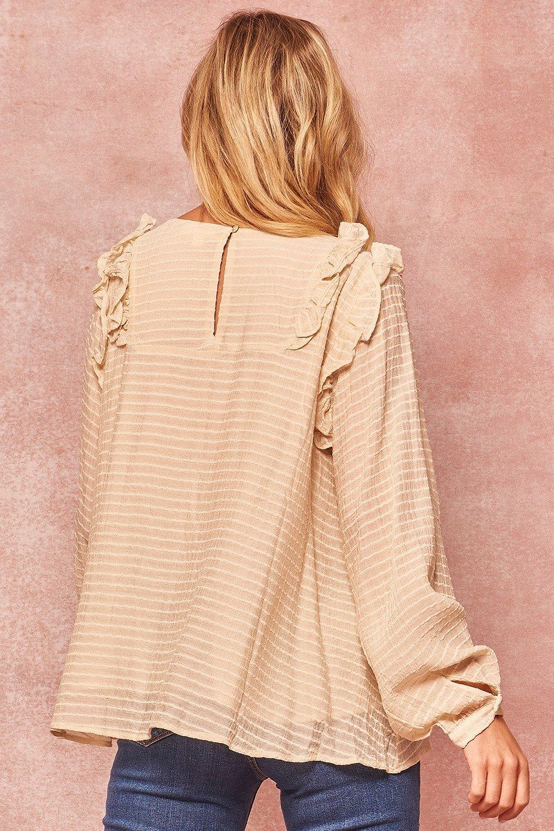 A Semi-sheer Striped Woven Women Top