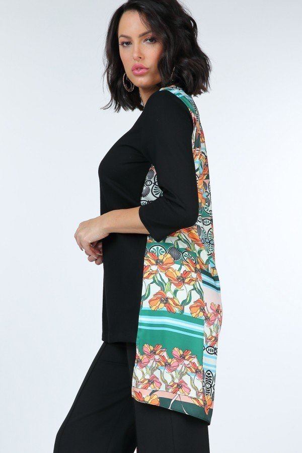 Asymmetrical Print High Low Women Top