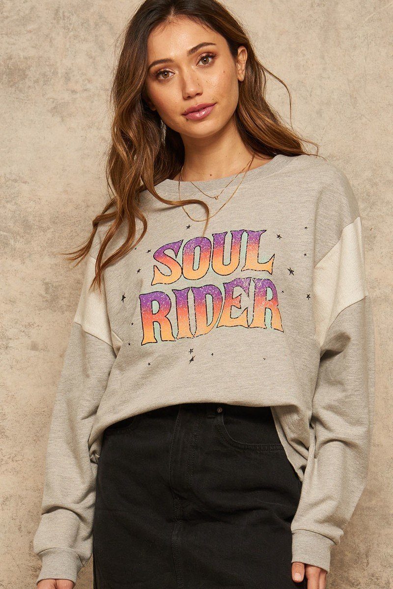 A French Terry Knit Graphic Women Sweatshirt